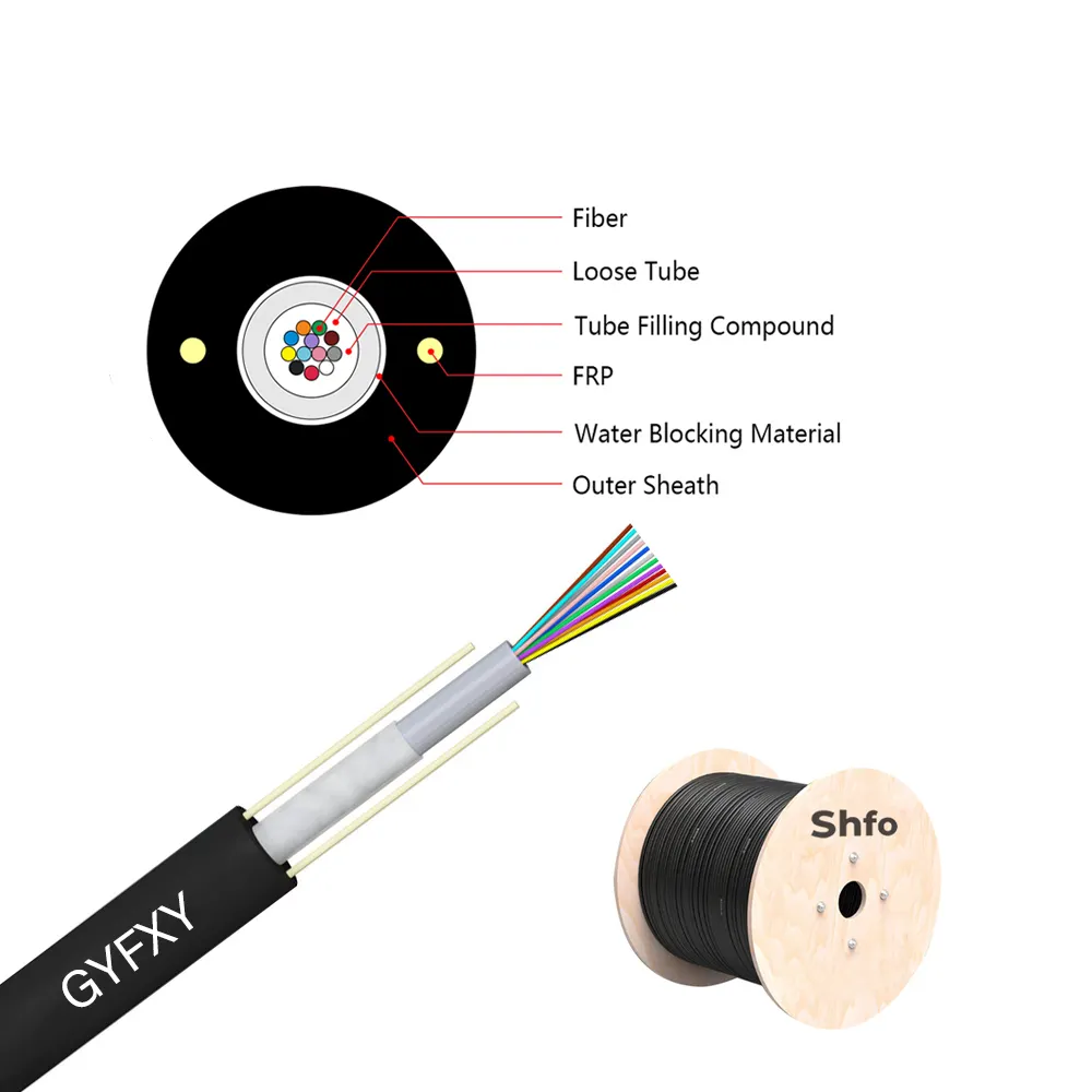 SHFO-GYFXY GYFXY fiber optic cable 4 8 16 24 core FTTH Fiber Optic Cable High quality SM MM outdoor optical fiber cable