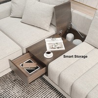 Ensemble de canapés modulaires en forme de L de haute qualité, style moderne, avec pieds en bois, style italien, tissu blanc, canapé sectionnel pour salon