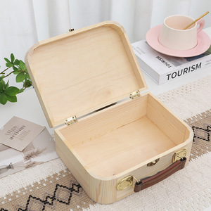 Wooden Storage Box Rectangle With Handle And Lock For <b>Home</b> Desktop Organizer - Product Image 1