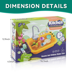 Jouet de cuisine Crocodile avec évier à eau courante électrique, ensemble de jeu de vaisselle, jeu de simulation de lavage, sûr et non toxique pour les enfants - Product Image 5
