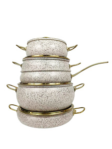 Ensemble de 9 ustensiles de cuisine en aluminium moulé sous pression avec revêtement en marbre noir, fond à induction, antiadhésif, céramique - Product Image 2