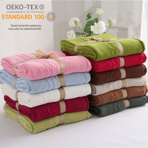 LXMH Knit 100% Cotton Christmas Pillow Case Crochet Throw Cable Blue Knitted Beach Blanket with Home Decoration - Product Image 2