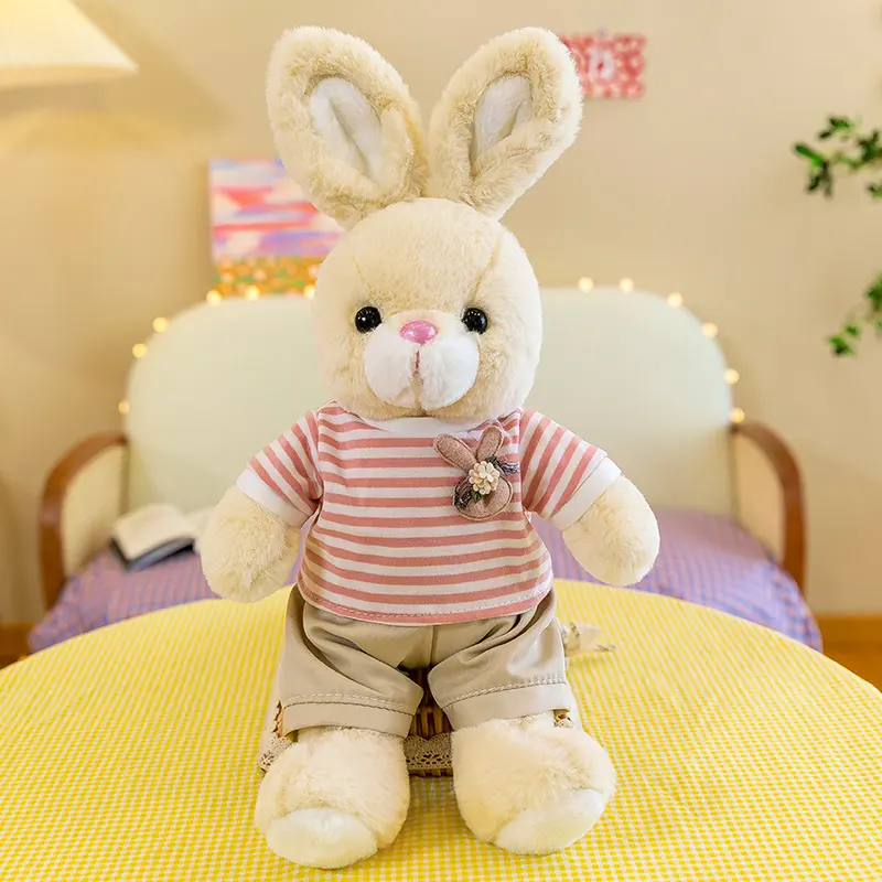 2023 yeni tasarım peluş paskalya tavşanı tavşan dolması hayvan oyuncaklar Kawaii bebek yumuşak uzun kulak tavşan çiftler hediye kabarık oyuncak çocuklar için