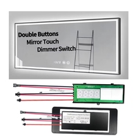 Interrupteur intelligent à double bouton tactile 12V 4A avec capteur LED pour miroir, variateur 3 modes, fonction anti-buée et affichage de l'heure/température IP22