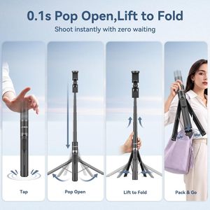 K60 Selfie Stick Portable <b>Stand</b> One-Touch Ground Deployment Tripod Wind-Resistant and Stable Dual-tube Compound Tripod - Product Image 2