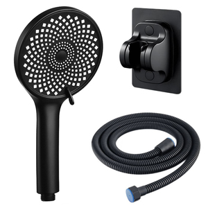 Ensembles de douches à main en acier inoxydable noir de style simple avec <span class=keywords><strong>tuyau</strong></span> et support mural en plastique ABS pour la vente en gros - Product Image 1