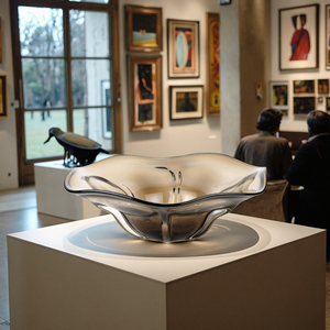 Bol en verre de pièce maîtresse de Murano de couleur chocolat, bord ondulé et base texturée. Idéal pour <span class=keywords><strong>la</strong></span> décoration intérieure, l'affichage d'art - Product Image 4