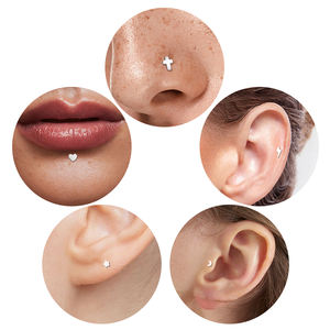 G23 टाइटेनियम पुश पिन लैब्रेट लिप स्टड डर्ड ज्वैलरी के लिए 16 ग्राम उपास्थि हेलिक्स ट्रेमस - Product Image 2