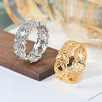 18K Vergulde Leaf Flower Band Ring voor Vrouwen Hollow Weave Finger Ring Bague Fleur Feuille Mode-sieraden Huwelijkscadeau