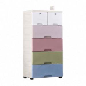 Armoire de rangement pour bébé en plastique multi-niveaux, multifonctionnelle, gain de place, design détachable, pour vêtements, literie et outils - Product Image 4
