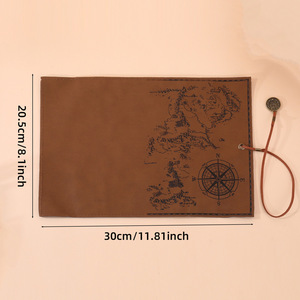 Trousse à crayons enroulable en cuir PU motif carte au trésor vintage, grande capacité, imprimé boussole, pour étudiants, rangement de fournitures scolaires - Product Image 4