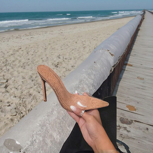 Femmes Sexy PVC <span class=keywords><strong>pantoufles</strong></span> Transparent bout ouvert sandales à talons fins talons hauts à la mode été chaussures supérieures pour dames - Product Image 5