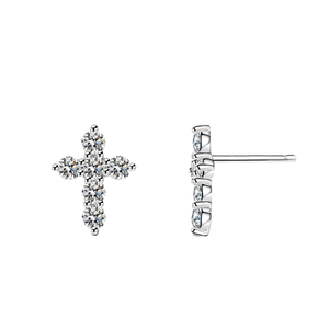 Hot Sale 925 Sterling <b>Silver</b> Cross <b>Stud</b> Earrings Moissanite Jewelry for Gift - Product Image 4