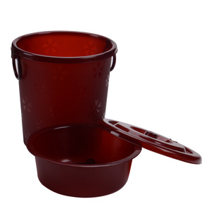 ถังขยะชาพร้อมฝาปิดทรงกระบอกพลาสติกสีแดงอุปกรณ์พิธีชงชาในร่ม - Product Image 2