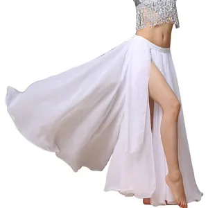 Bestdance-disfraces de baile del vientre, falda larga dividida de gasa para Halloween, falda oscilante grande