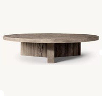 Table basse ronde en chêne RH, mobilier minimaliste en bois massif pour salon, villa et hôtel, décorative, durable et écologique