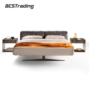 <span class=keywords><strong>Letto</strong></span> matrimoniale moderno con testiera in velluto plissettato orizzontale delicato con luce notturna a LED piccoli letti levitanti - Product Image 3