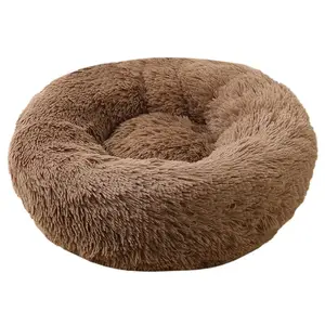 Großhandel mehrfarbig klein luxuriös solide Fleece Winter warm Donut rund plüsch Katze Haustier Hund Bett