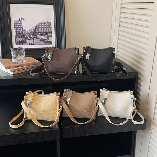 Mini PU Leather Crossbody Bag for Women Versatile Shoulder Handbag with Metal Lock Perfect for Daily Use and Casual Outings