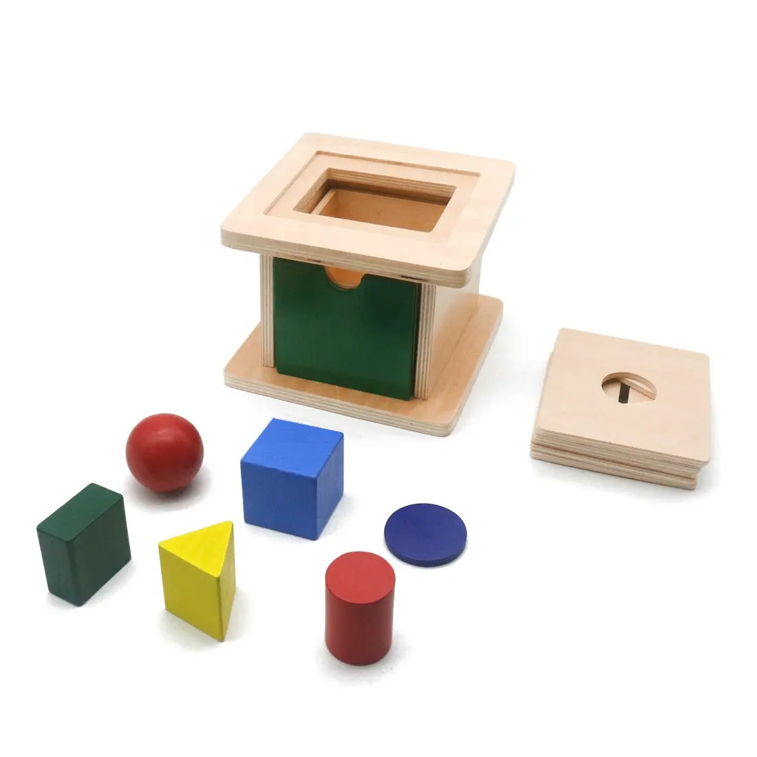 Montessori Kotak Permanen Imbucare, Mainan Belajar Stang Balita Prasekolah 6-In-1 Warna