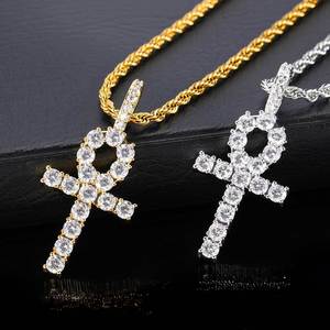 Collier pendentif croix plaqué or, bijoux personnalisés en argent sterling 925, avec diamant VVS et moissanite, motif Jésus - Product Image 2