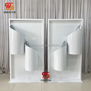 Toile de fond en métal blanc personnalisée, nouveau design, pour la décoration de la scène de réception de mariage - Product Image 3