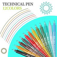 Stylos feutres professionnels 12 couleurs, encre colorée assortie, pointe extra fine 0,1 mm, pour dessin, croquis et traçage sur papier