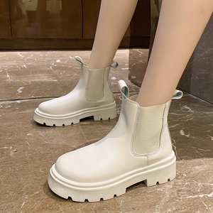Bottines à plateforme <span class=keywords><strong>beige</strong></span> punk de <span class=keywords><strong>haute</strong></span> qualité pour femmes, vente en gros, automne-hiver, bottines à plateforme noires - Product Image 5