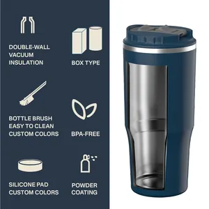 Personalized Water Bottle Stainless Steel Double Wall Travel Coffee Mug Cups Vacuum Thermos Tumbler 2 Lids