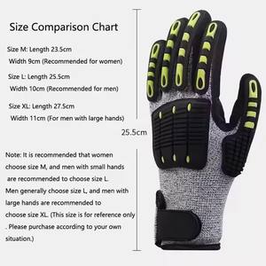 Adecuado para trabajos de corte Industrial Guantes resistentes a cortes HPPE multiusos Diseño de <span class=keywords><strong>velcro</strong></span> de muñeca Guantes resistentes a Cortes - Product Image 4