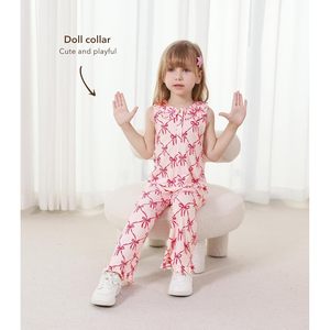 Toddler Girls Sleeveless Jumpsuit Long Pants Wide Leg Summer Viscose Bamboo Romper Sweet Style Daily Wear - Product Image 5