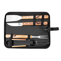 Ensemble d'outils de barbecue en acier inoxydable chromé résistant à la chaleur, 6-8 pièces, kit de voyage en plein air, spatule, fourchette, couteau, planche à découper