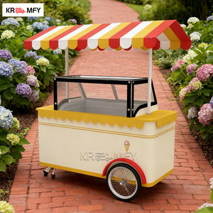 Mobile Ice Cream Cart Towable Food Ice Cream Trolley Outdoor Street Fast Food Rust Resistant Metal <b>Display</b> <b>Case</b> - Product Image 6