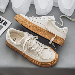 Wholesale Comfortable Black Retro Bread Flat Solid Sneakers Shoes Breathable Lace Rubber <b>Canvas</b> Shoes Height Increasing Lighted - Product Image 5