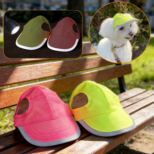 Outdoor-Sonnenhut, wasserdichter <span class=keywords><strong>Nylon</strong></span>-Bucket-Hut für den Sommer, Reisehut, reflektierende Baseball-Trucker-Kappe mit Ohrenloch für Hunde und Katzen - Product Image 1