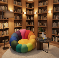 Fauteuil rond Pumpkin Leisure, une place, mousse haute densité, tissu, dossier serré, compressé sous vide, pliable, aucun assemblage requis