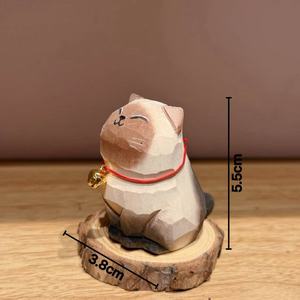 Figurine <span class=keywords><strong>de</strong></span> <span class=keywords><strong>chat</strong></span> <span class=keywords><strong>siamois</strong></span> en bois sculptée à la main, décoration mignonne pour bureau, ordinateur, table, artisanat créatif - Product Image 2