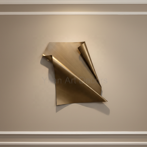 Escultura de Arte em Metal Retro Luxuosa Feita à Mão, Pintada à Mão em Latão Antigo, Abstrata 3D para Decoração de Lobby de Hotel e Casa - Product Image 2