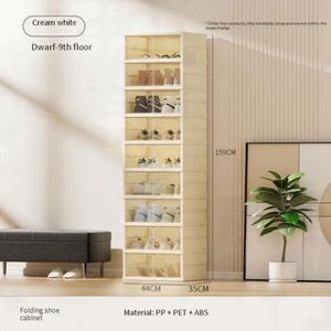 <b>Folding</b> Square PP Transparent Injection-Molded Eco-Friendly White/Black Heavy-Duty Shoe Cabinet Large Capacity <b>Storage</b> <b>Box</b> - Product Image 6