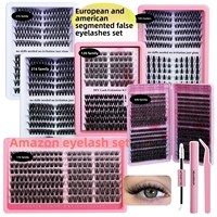 Kit d'extension de cils DIY en gros sous marque privée, Catalogue de cils, Cils synthétiques segmentés Manga, Cils postiches, Logo personnalisé, Courbure D
