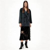 Manteau en Laine pour Femme - Élégant Manteau Long d'Hiver Croisé à Revers Crantés Coupe Ajustée pour le Bureau, Logo Personnalisé, Anti-Plis