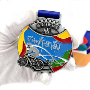 Medallas de Metal deportivas para bicicleta de carrera 3D de alta calidad, medalla de triatlón para ciclismo en blanco personalizada - Product Image 1