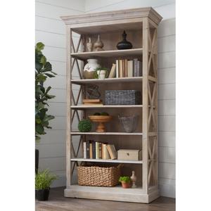 ตู้หนังสือแบบเปิดสำหรับห้องนั่งเล่น ดีไซน์สไตล์นีโอคลาสสิก พร้อมชั้นวางปรับได้ห้าระดับ - Product Image 5