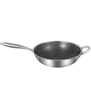 Utensilios de cocina <span class=keywords><strong>Wok</strong></span> de panal antiadherentes de acero inoxidable 410 de 32 y 34 cm para freír y cocinar para uso en la cocina - Product Image 3