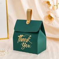 Boîte cadeau en papier avec poignée en cuir PU, boîte à dragées pour mariage, souvenir pour les invités de la fête, emballage