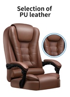 Chaise de bureau de direction ergonomique à dossier haut, design contemporain, style simple, en cuir synthétique, fonction massage, repose-pieds