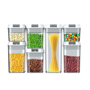 7-Piece Set Plastic Clear Airtight Kitchen Food Storage Box Container Set with Lids for Pantry Organization