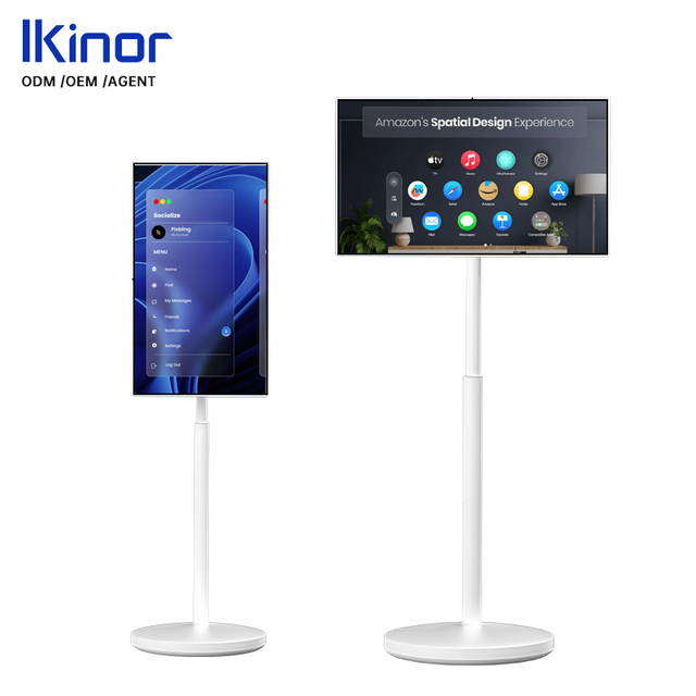 Ikinor 21.5inch Portable Smart Touchscreen TV with Stand White Full HD 1080p 10-Point Touch Game Mode