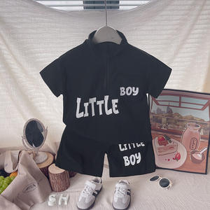 Conjunto de Polo de Manga Corta para Niños y Niñas, Verano 2026, Color Sólido, con Cierre, Elegante Conjunto de 2 Piezas para Niños Pequeños - Product Image 2