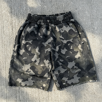 Pantalones Cortos de Felpa Francesa Vintage de Alta Calidad, Diseño Personalizado con Estampado de Camuflaje